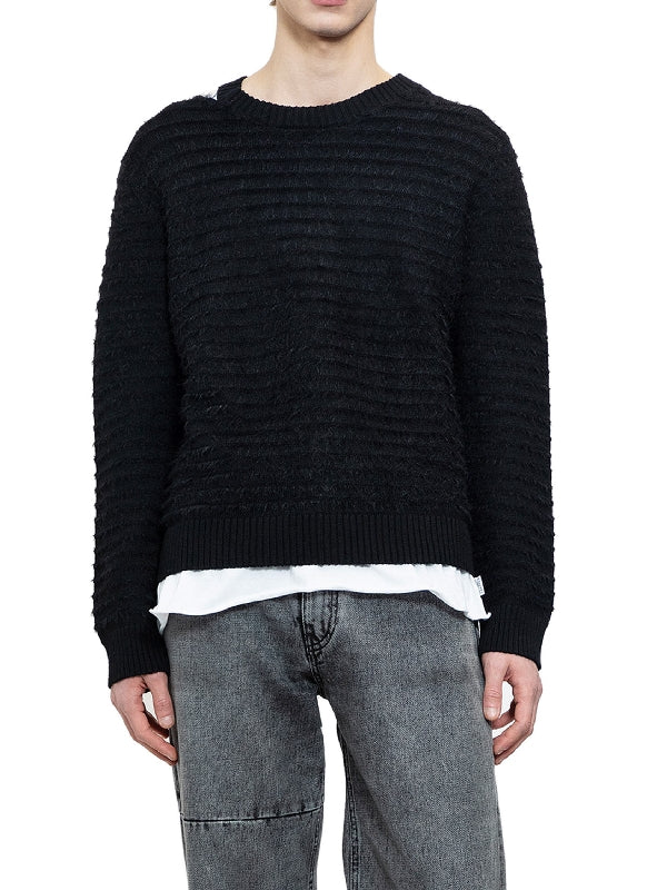 Wool Blend Stripe Crewneck Knit