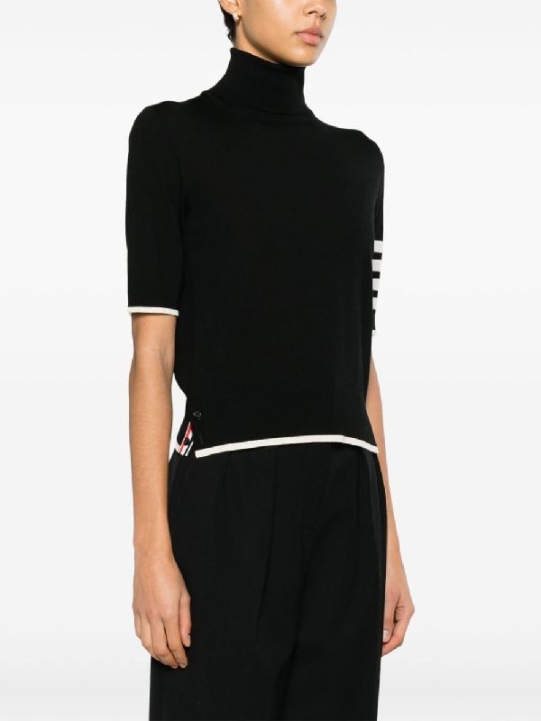 4-Bar Armband Turtleneck Short
  Sleeve Knit