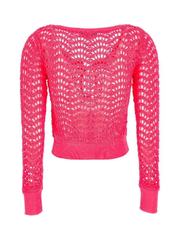 Front Tie Openwork Cardigan