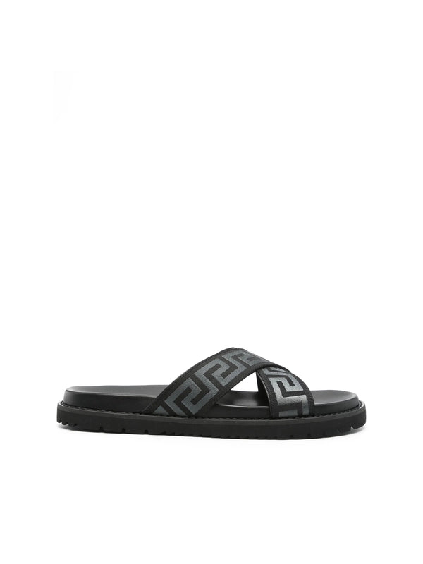 Greca Cross Banded Calfskin
  Slides