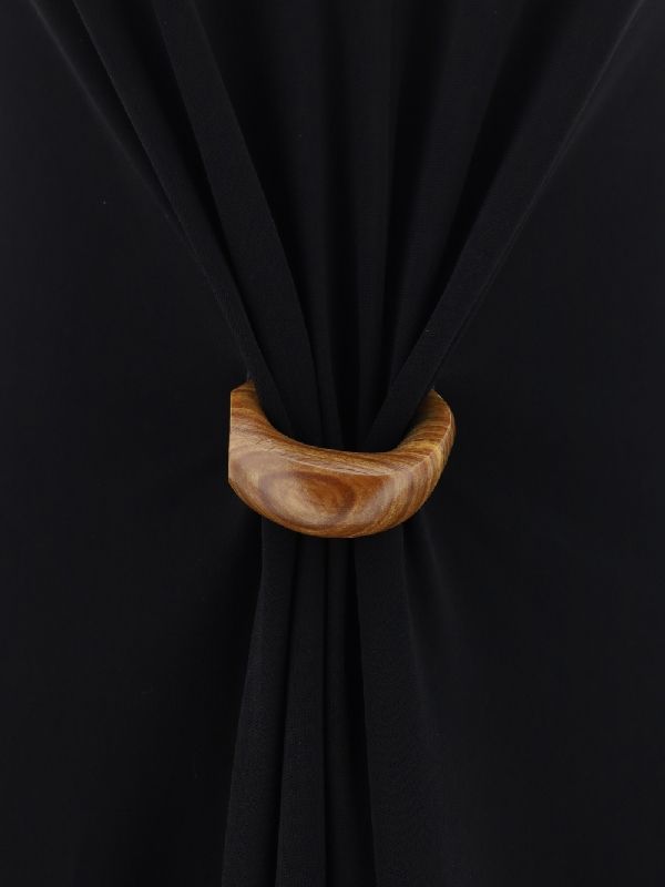 Wood Buckle Detail Satin Long
  Dress