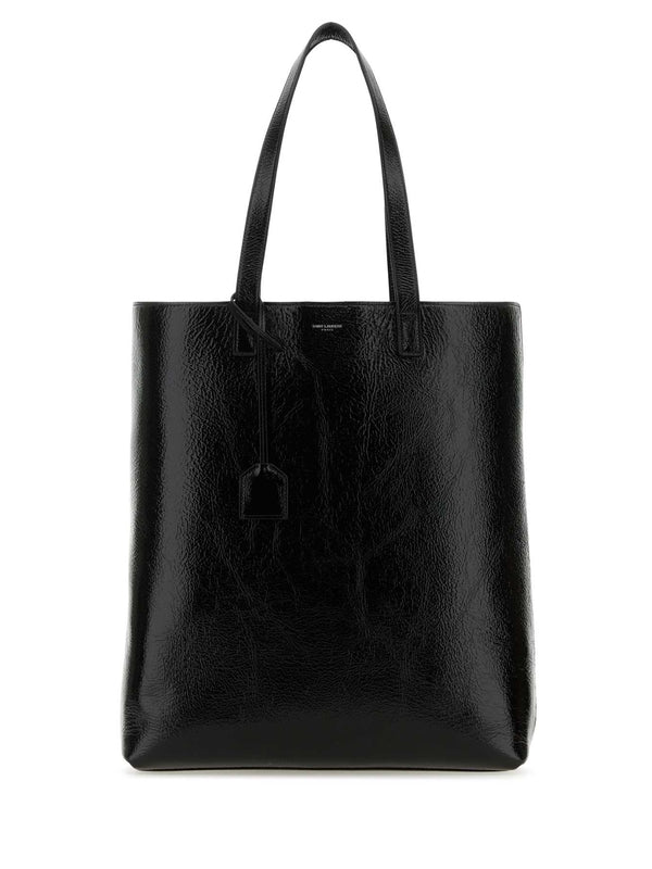 Bold Logo Printed Leather Tote Bag