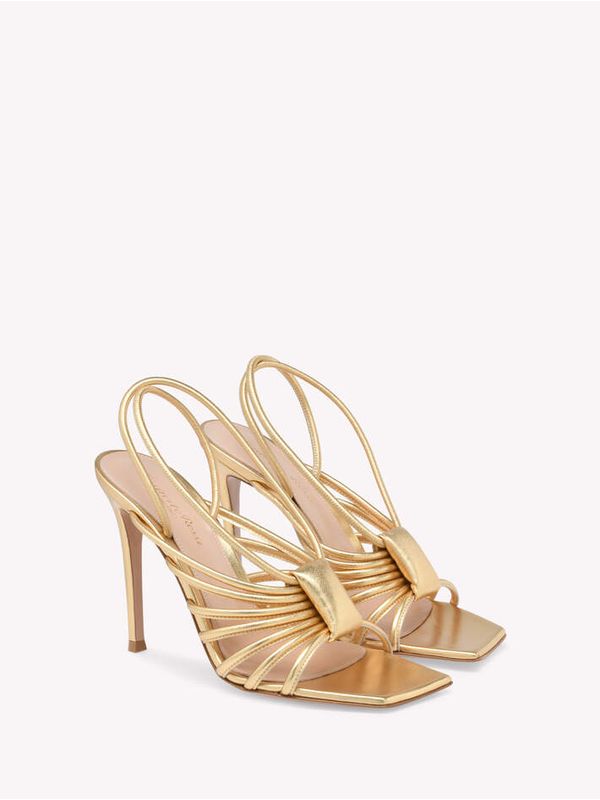 Gianvito Rossi【関税送料込】メタリックレザーサンダル Gianvito Rossi - 105MM エンベリッシュド メタリック レザー