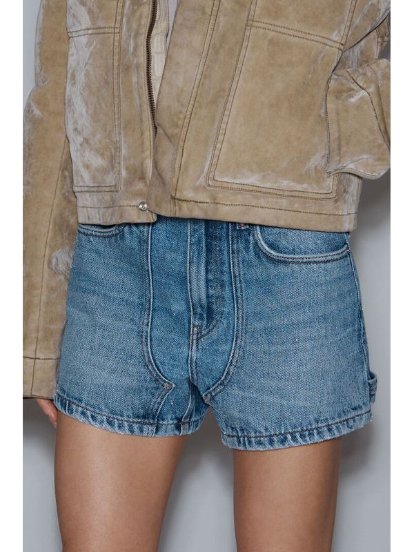 Back Logo Patch Denim Shorts