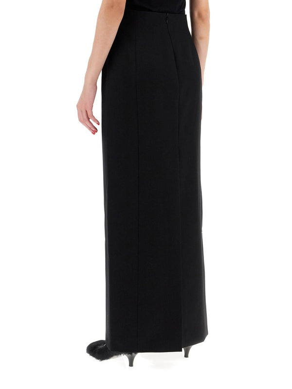 High Waist Wool Long Skirt