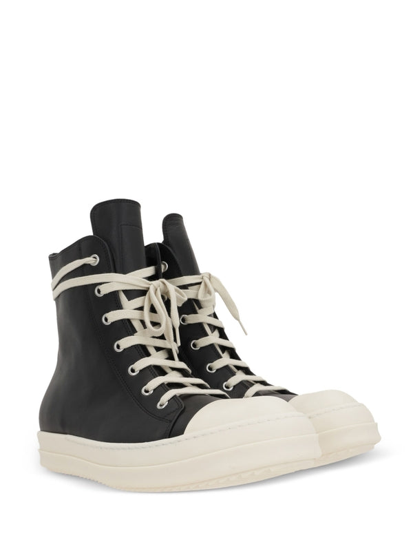 Zipper Detail Leather High-Top Sneakers