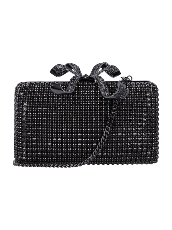 Crystal Bow Embellished Chain Clutch Bag