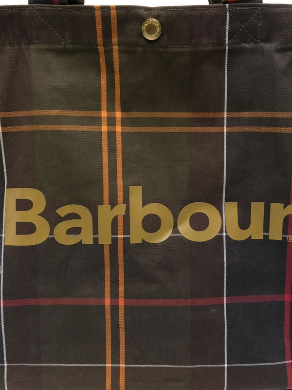 Barbour Green Checked Tote Bags