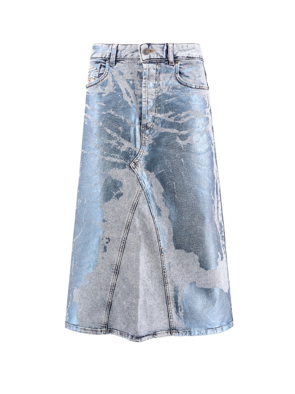 DIESEL - Pago Metallic Effect Denim Skirt - Jente