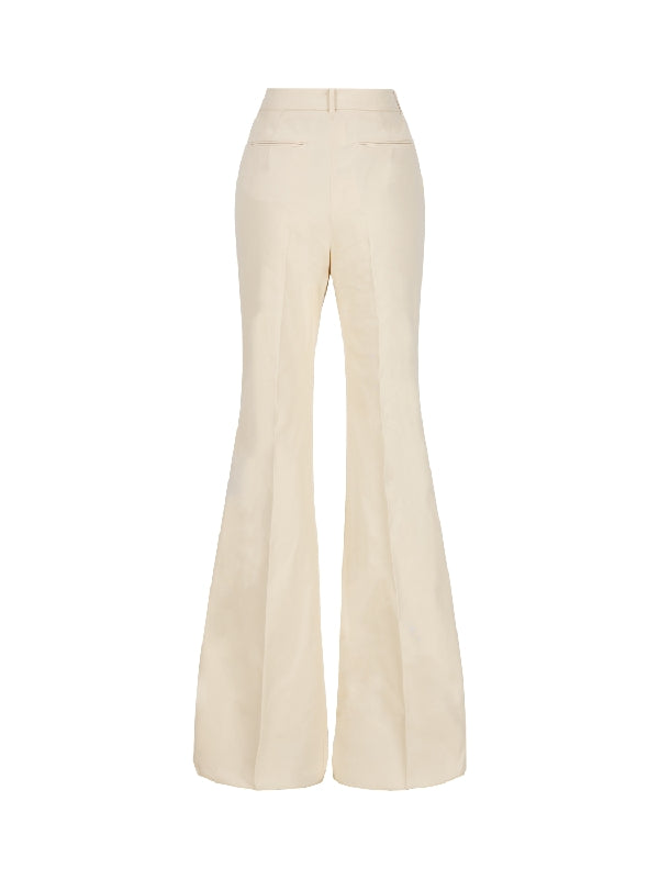 Beige Tailored Flare Pants