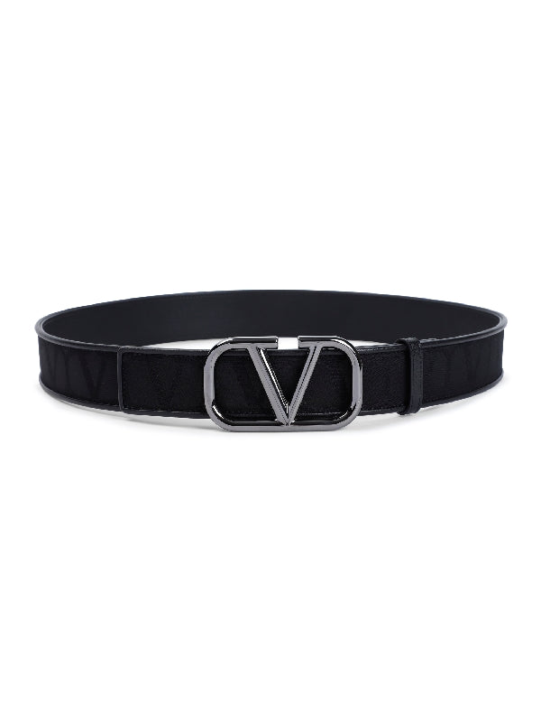 V Logo Iconography Leather
  Belt