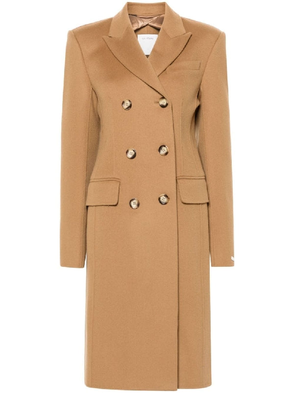 Wool Double Breasted Long Coat