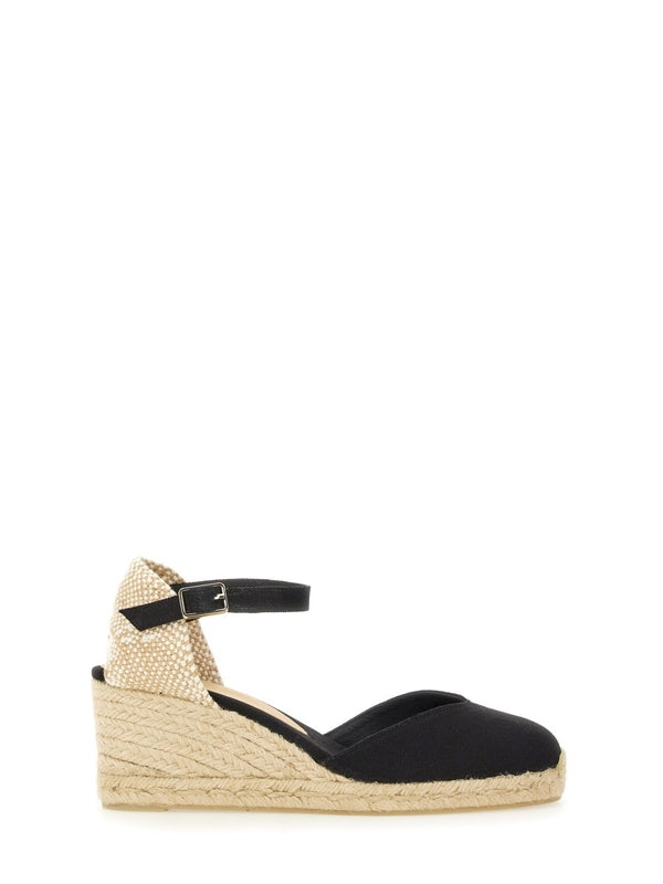 Castañer Black Beige Wedge Sandals