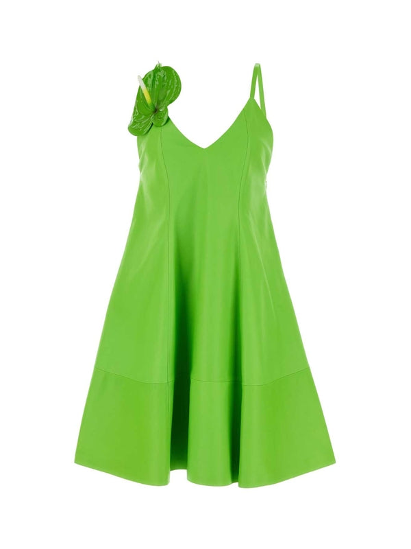 Strap Detail Leather Sleeveless Dress