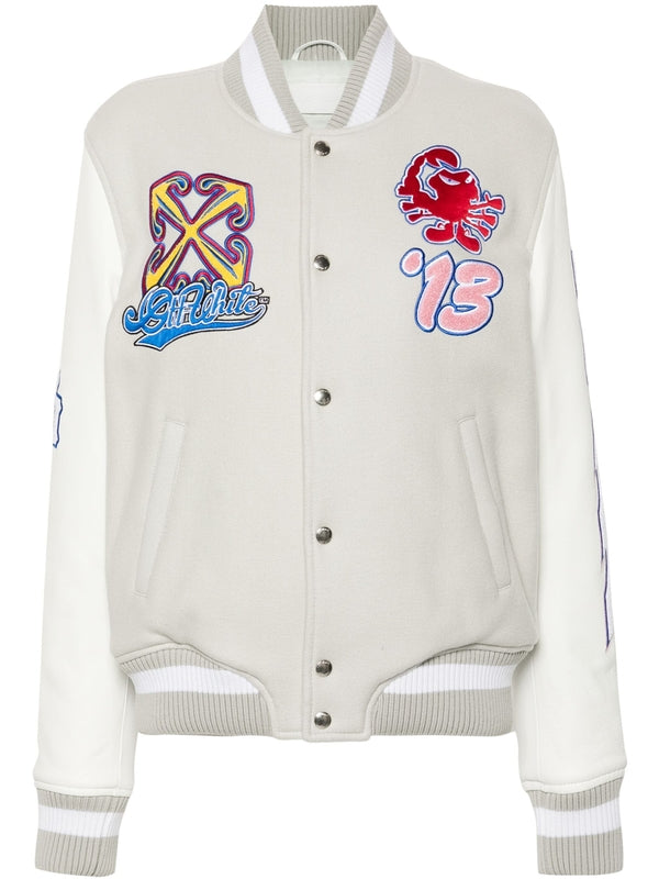 Applique Detail Wool Bomber Jacket