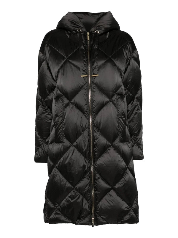 Trefe Diamond Quilted Hooded Long Down Jacket