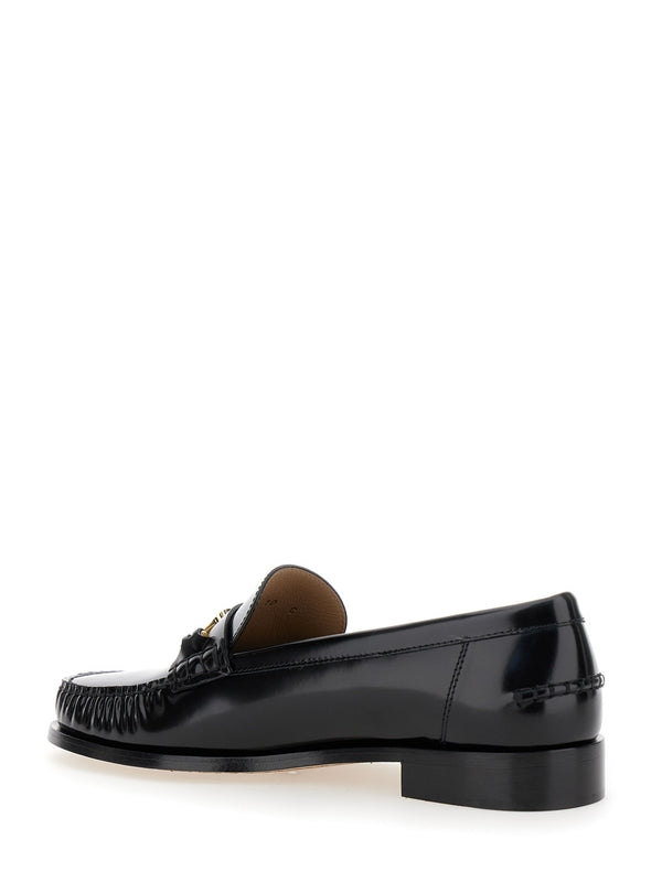 'Harry' Slip-On Loafer with Chain Detail in Leather Woman Loafers