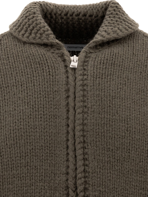 Double Pocket Wool Zip-up Cardigan