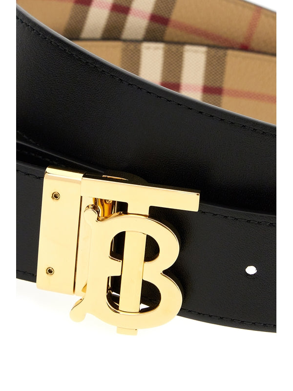 Logo Buckle Check Belt