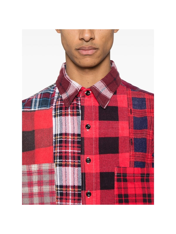 Patchwork Check Pattern Cotton Shirt