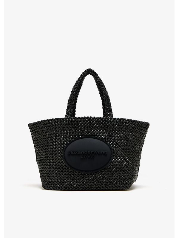 Logo Patch Raffia Small Tote Bag