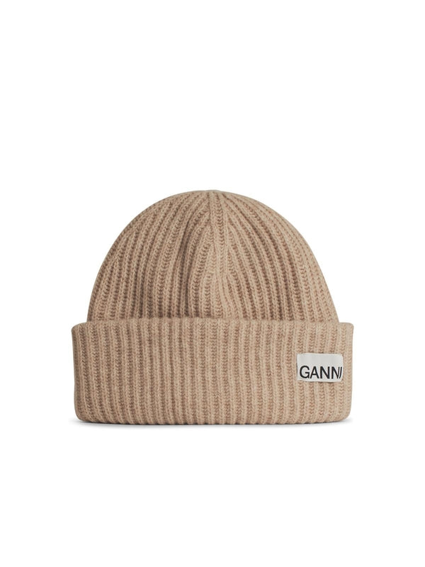 Logo Label Turn-up Wool Beanie