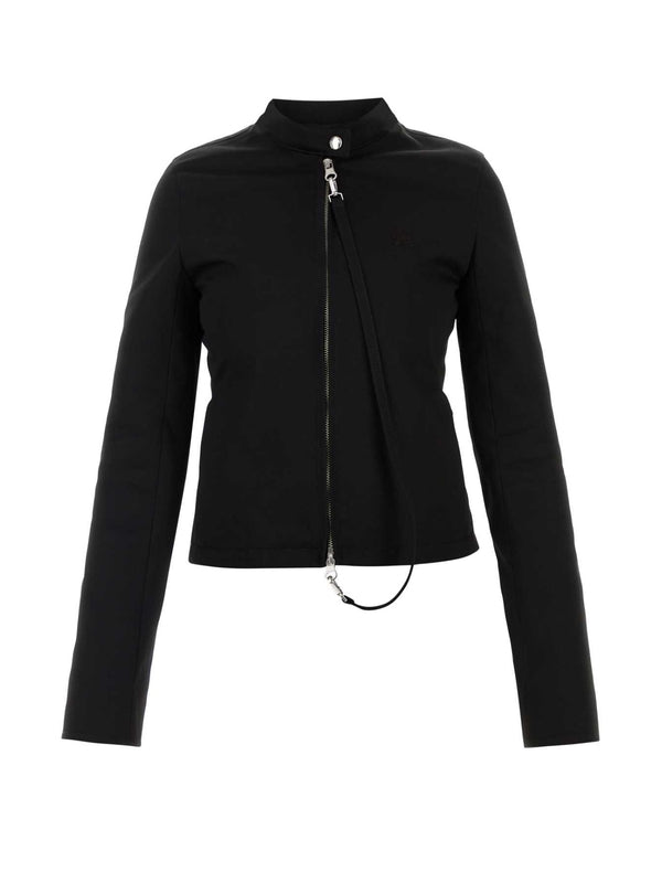 Chest Logo Strap Zip-Up Jacket