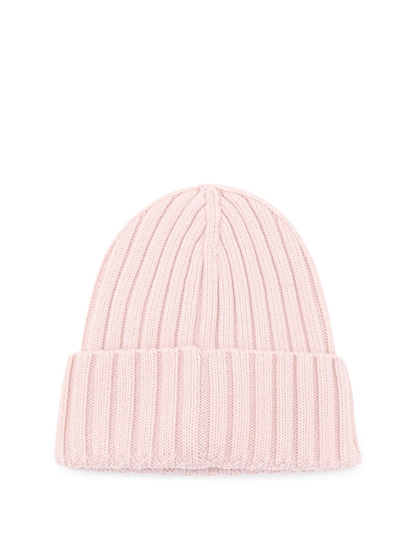 Logo Patch Wool Ribbed Beanie