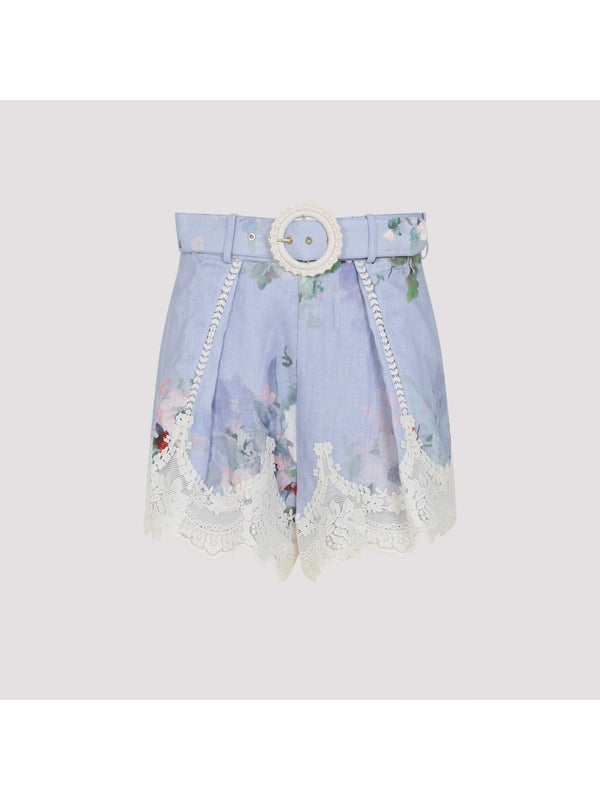 Flower Lace Belt Shorts