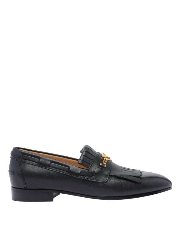 V Logo Fringe Leather Loafer