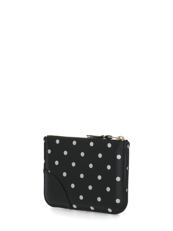 Logo Detail Dot Leather Coin Wallet