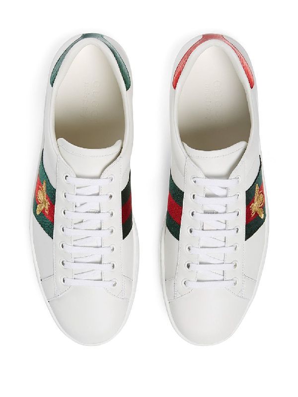 Ace Bee Embroidered Leather Sneakers