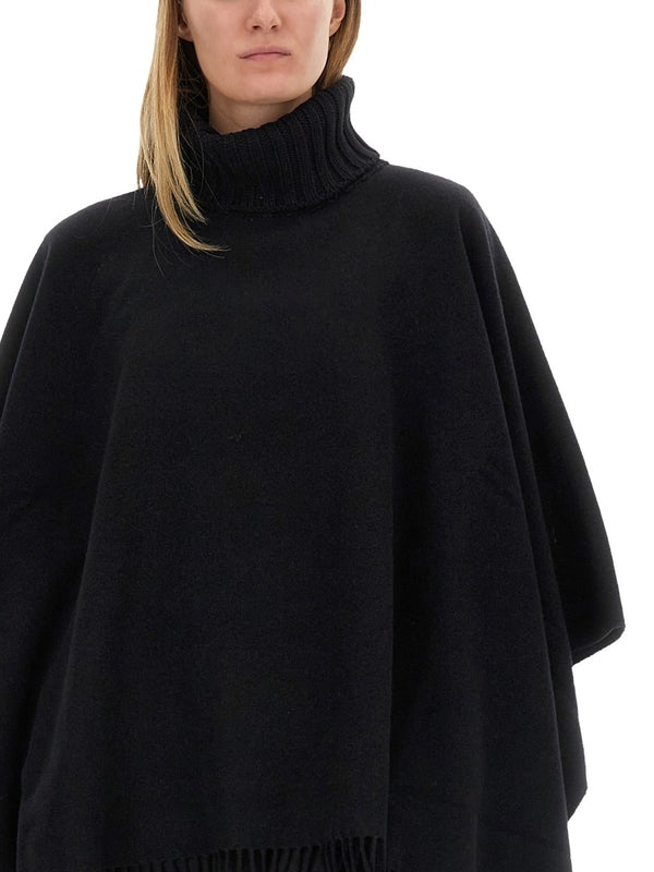 Black Wool Silk Cape