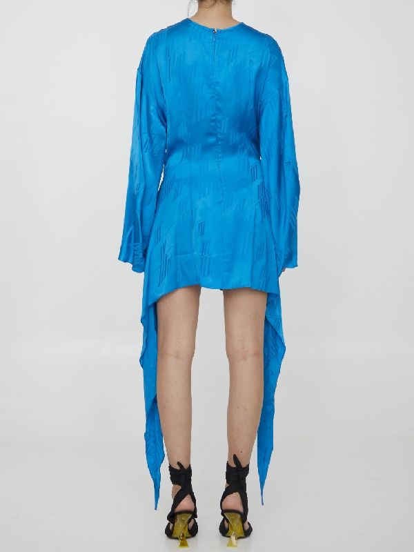 Allover Logo Drape Dress