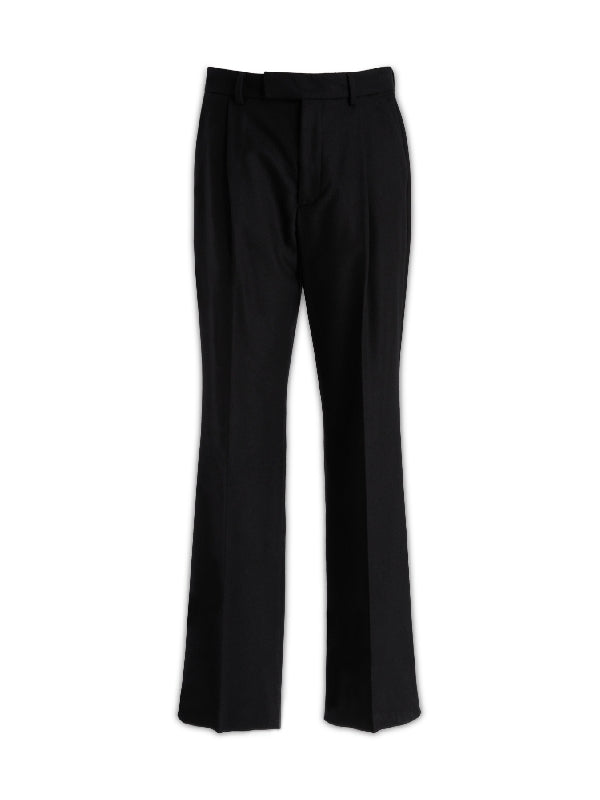 Black Wool Blend Wide Pants