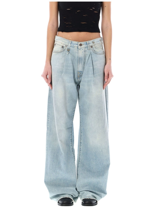 Damon pleated wide leg jean Denim Pants