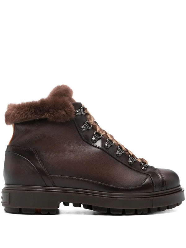 Santoni Brown Lace-Up Boots