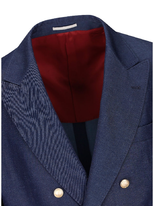 Double-breasted Wool Linen Suit