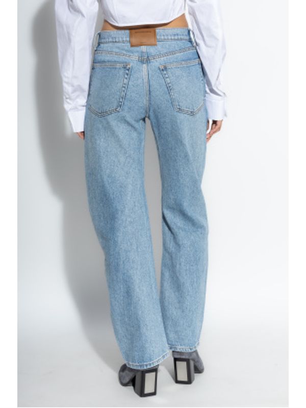 徽标棉质牛仔裤