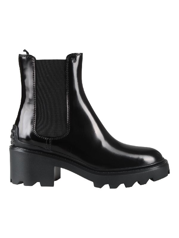 Rubber Pebble Detail Black Leather
  Chelsea Boots