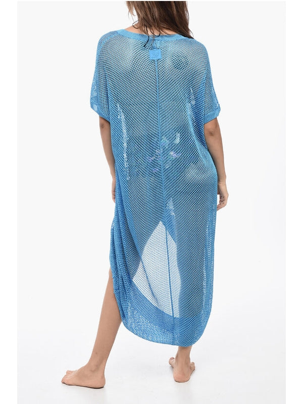 V-Neck Sheer Detail Long Dress