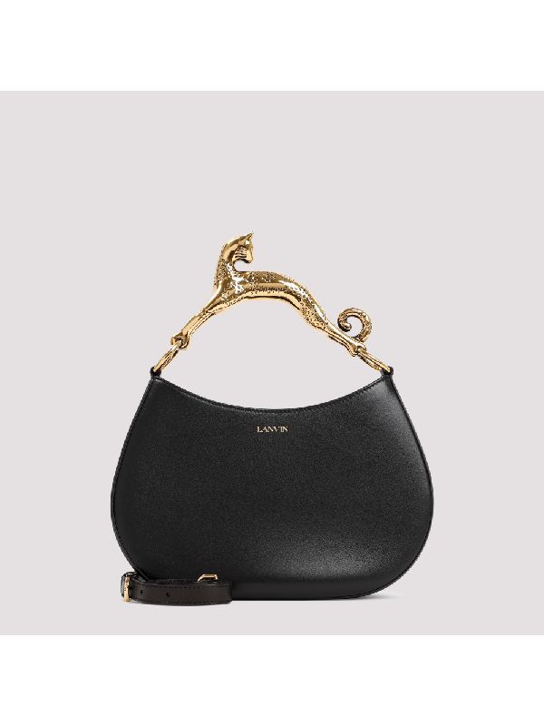 Cat Handle Leather Hobo Bag