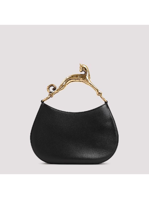 Cat Handle Leather Hobo Bag