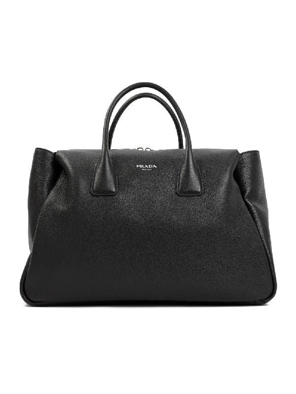 Logo Grain Leather Travel Tote Bag