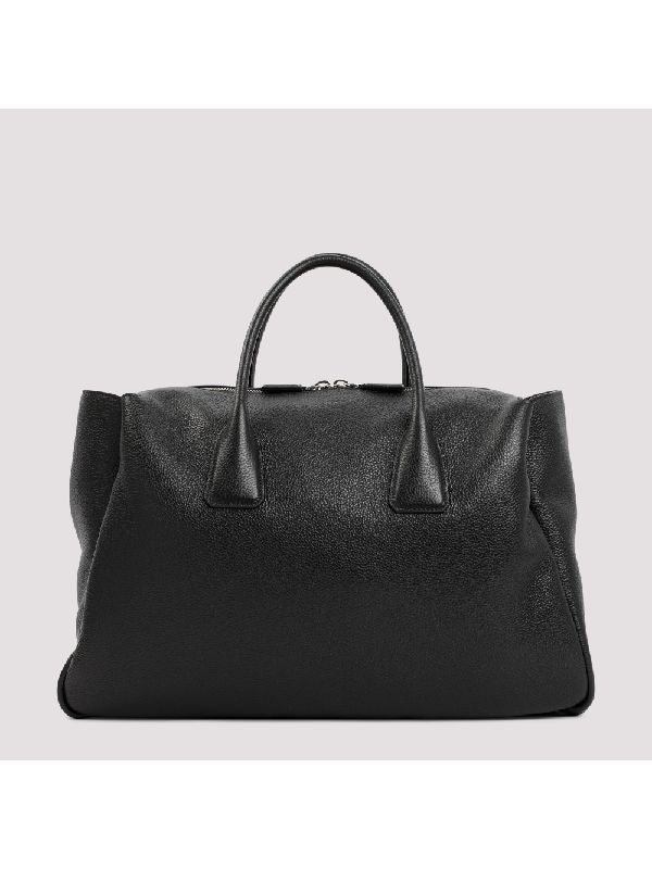 Logo Grain Leather Travel Tote Bag