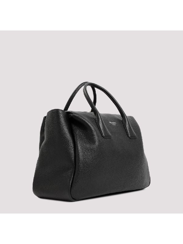 Logo Grain Leather Travel Tote Bag