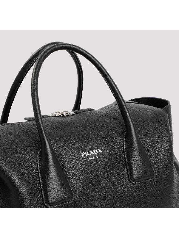 Logo Grain Leather Travel Tote Bag