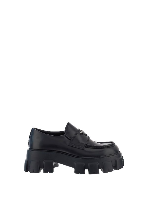 Triangle Logo Monolith Chunky Sole
  Leather Loafers