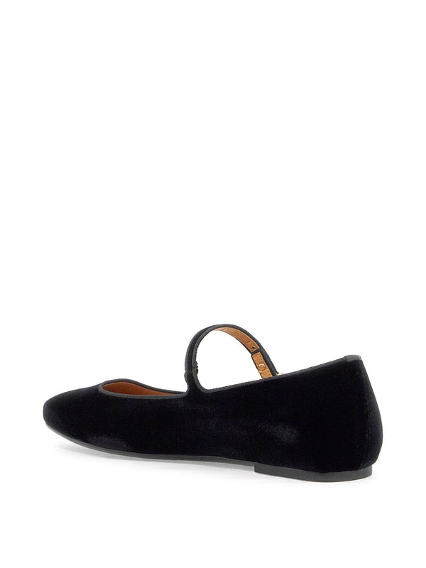 Velvet Mary Jane Flat Shoes