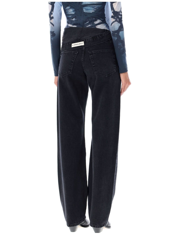 Asymmetric Denim Pants